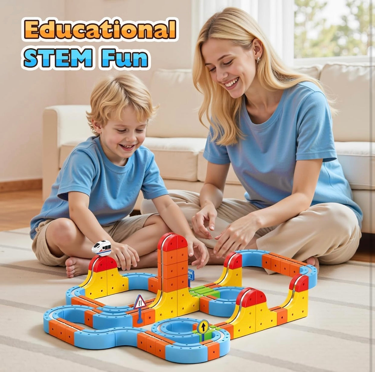 Magnetic Levitation Train Track Set for Kids – DIY Magnetic Building Blocks Racing Track Toy 80PCS