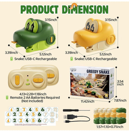RC Magnetic Greedy Snake Toy | Remote Control Reptile Toy | USB-C Rechargeable Snake for Kids 2 snakes