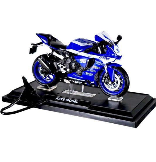 1:12 Jiaye Model Die-Cast Sports Motorcycle – Blue Racing Edition