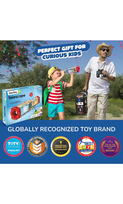 Smartivity Telescope | DIY STEAM Building Kit for Kids 8-14 | Build Your Own 8x Zoom Telescope | Learn Astronomy & Optics | Eco-Friendly STEM Toy