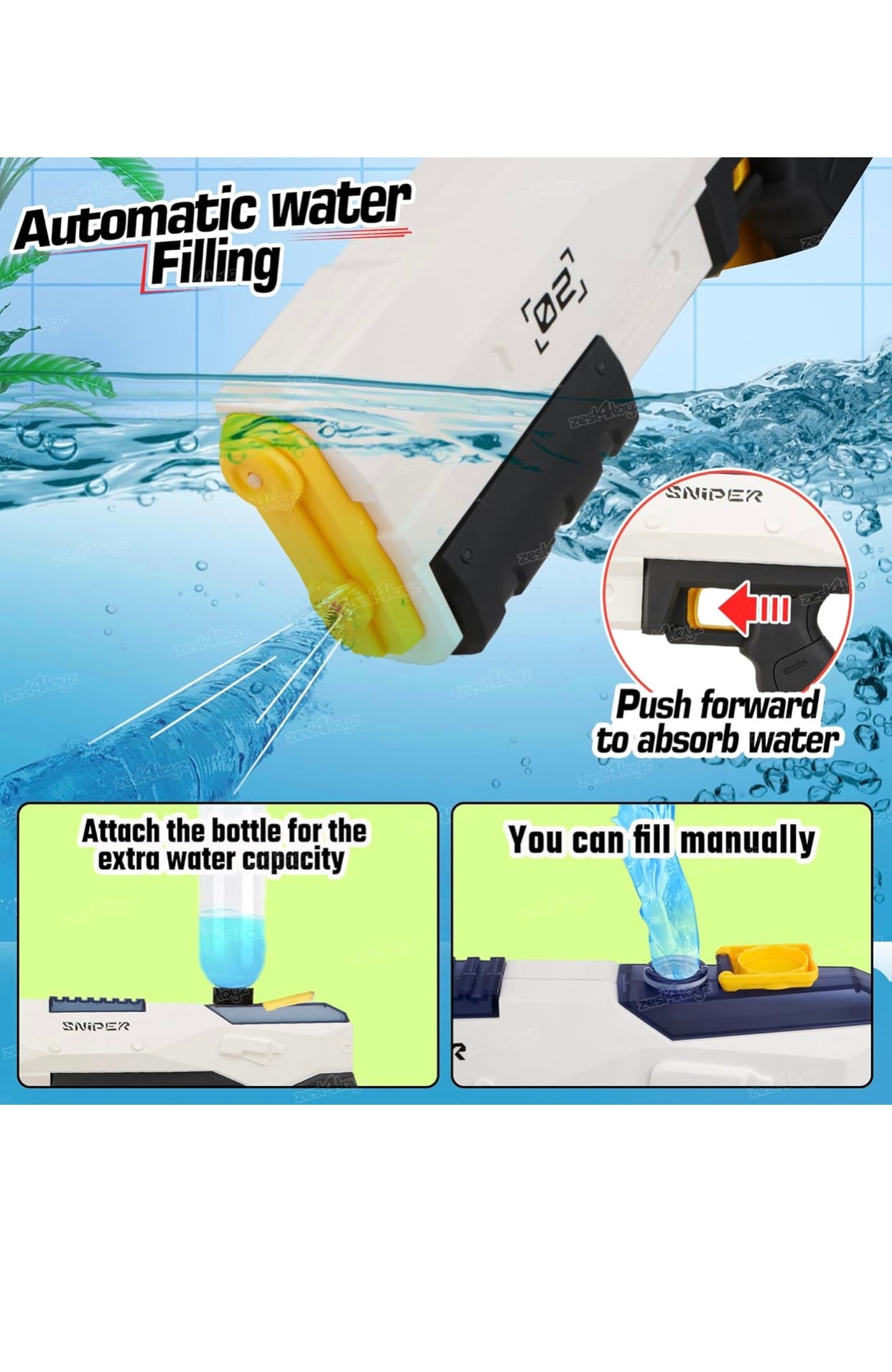 💦 Sniper Electric Water Gun – Rechargeable Automatic Water Blaster with LCD Display