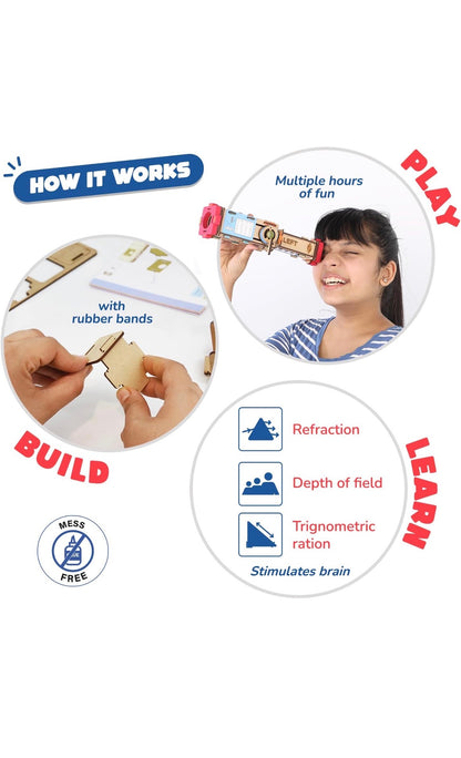 Smartivity Telescope | DIY STEAM Building Kit for Kids 8-14 | Build Your Own 8x Zoom Telescope | Learn Astronomy & Optics | Eco-Friendly STEM Toy