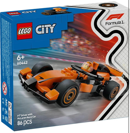 LEGO City F1 Driver with McLaren Race Car (60442) – Formula 1 Building Toy Set