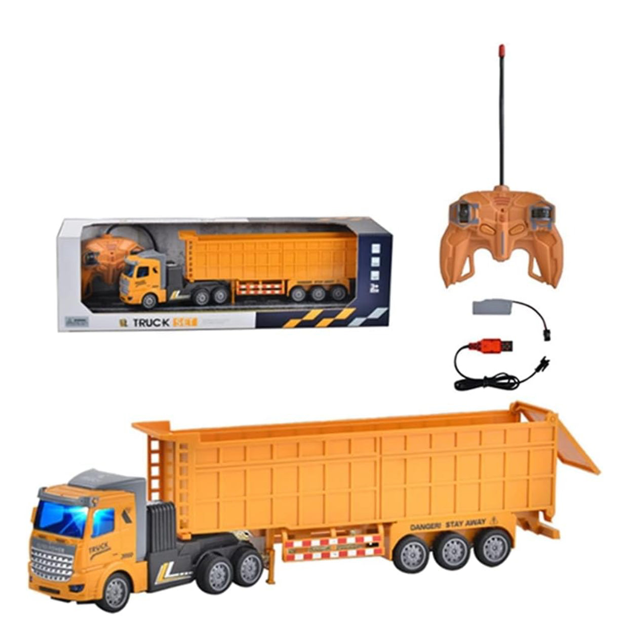 RC Super Power Long Trailer Truck – Remote Control Transport Truck Toy (Yellow)