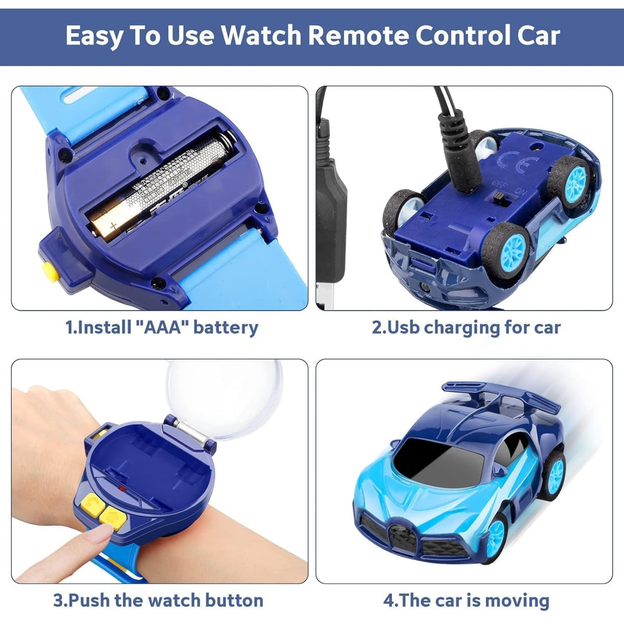 🚗 Remote Control Watch Car – Gesture Wrist RC Toy for Kids