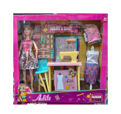 Fashion Tailor Shop Doll Playset – Sewing Machine, Accessories & Mannequin (3+)