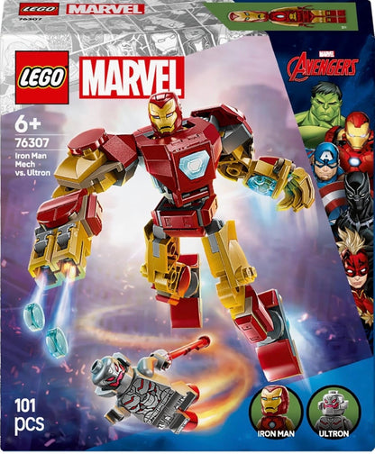 LEGO Marvel Iron Man Mech vs. Ultron (76307) – Buildable Superhero Action Figure Set