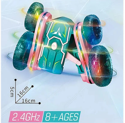 RC Stunt Car – 2.4GHz Double-Sided Flip Car with LED Light Wheels (Rechargeable)