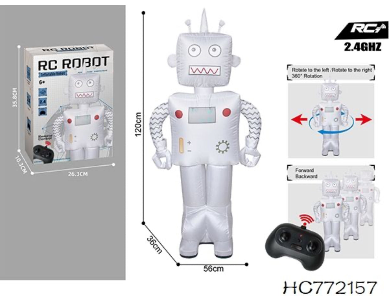 🤖 2.4GHz RC Inflatable Robot – 120cm Giant Remote Control Robot Toy