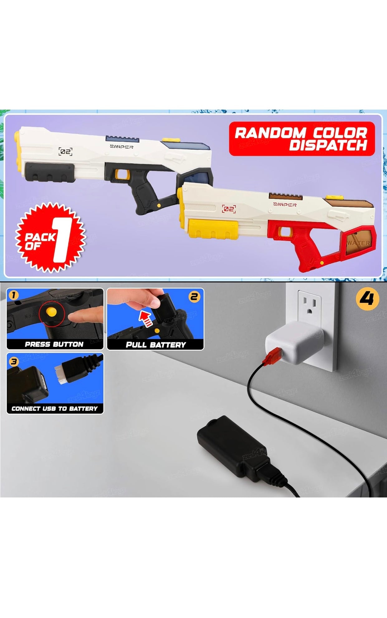 💦 Sniper Electric Water Gun – Rechargeable Automatic Water Blaster with LCD Display