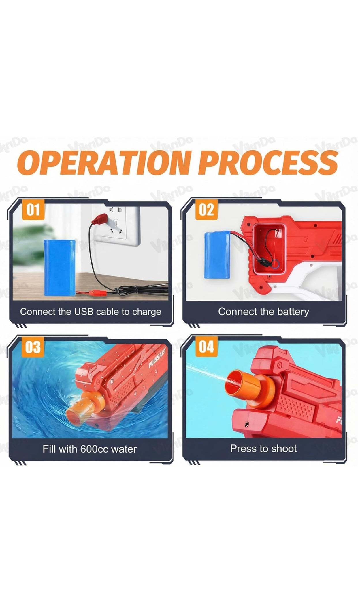 💦 PUSSANT Electric Water Gun with Scope – Rechargeable Automatic Water Blaster for Kids