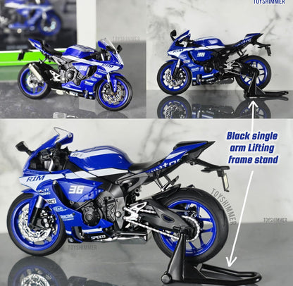 1:12 Jiaye Model Die-Cast Sports Motorcycle – Blue Racing Edition