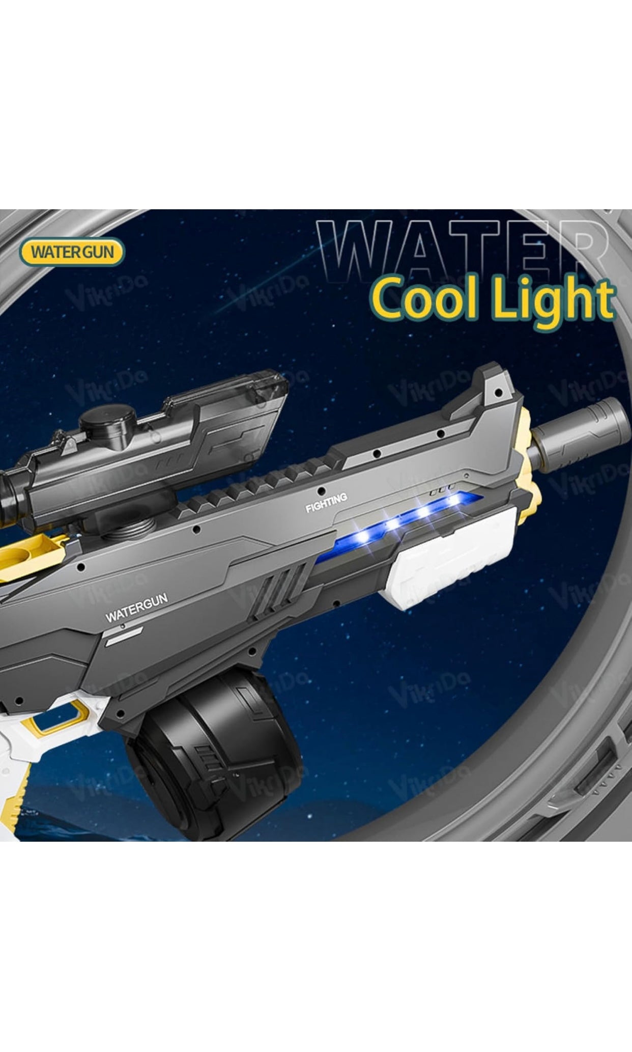 💦 Tactical LED Electric Water Gun – Rechargeable Automatic Water Blaster with Drum Tank