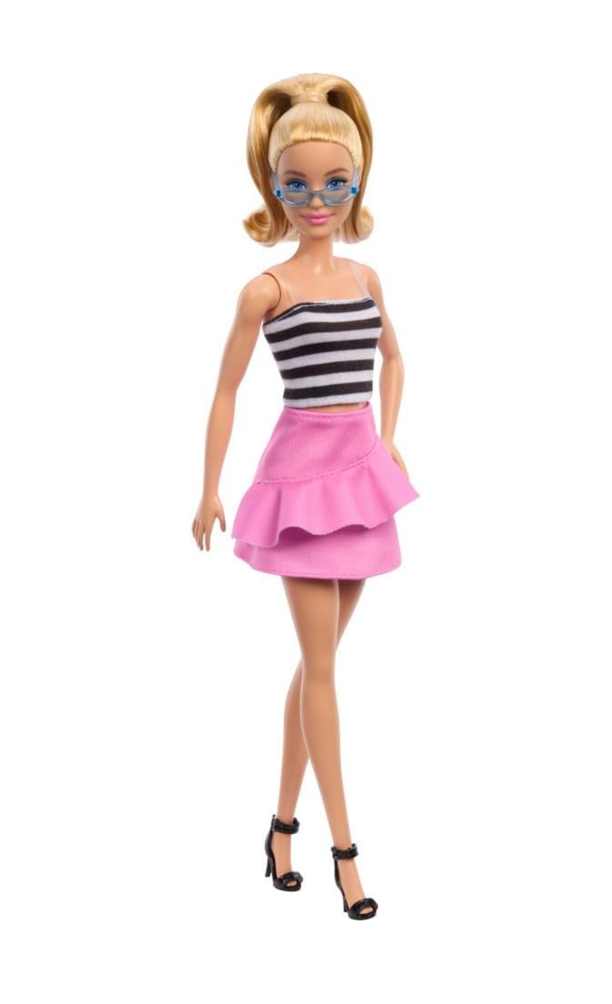Barbie Fashion Doll – 65th Anniversary Edition | Stylish Pink Skirt & Striped Top