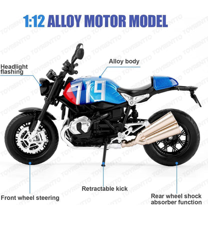 1:12 BMW R NineT Die-Cast Motorcycle Model – Premium Collectible