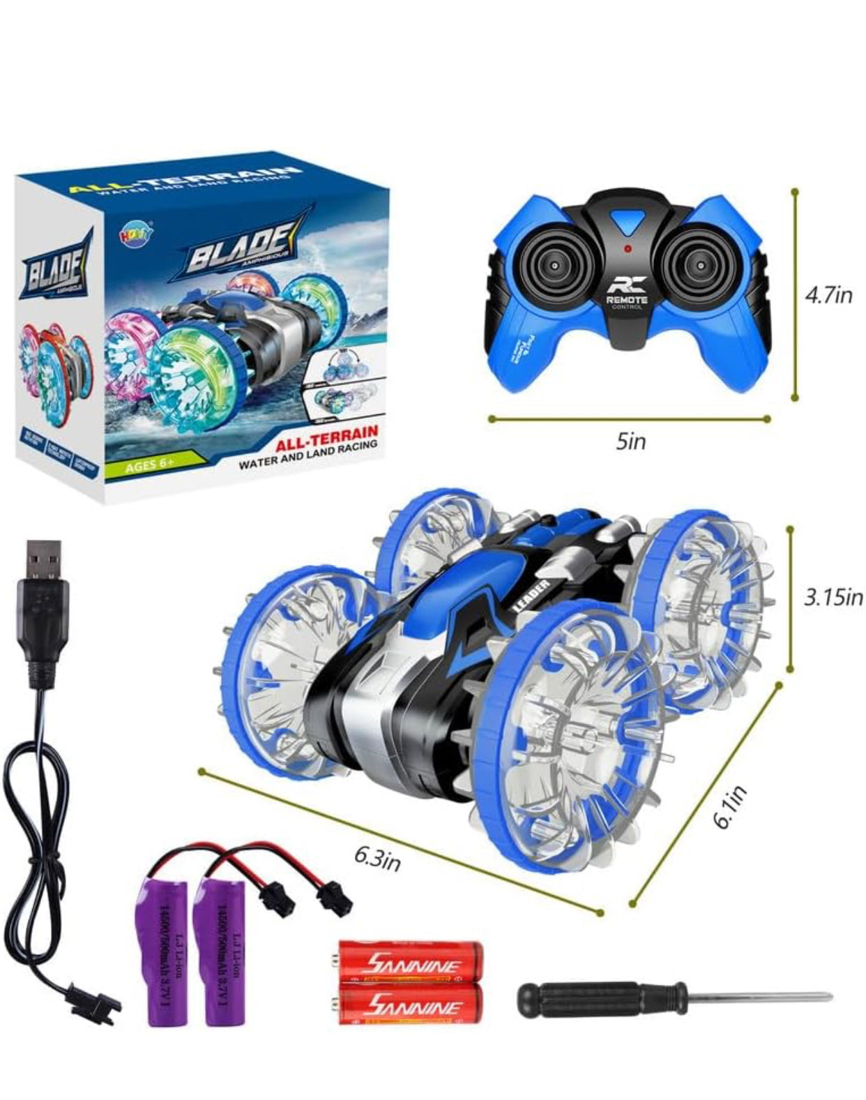 All-Terrain RC Stunt Car – Water & Land 4WD Double-Sided Rotating Racer (Rechargeable) – Ages 6+