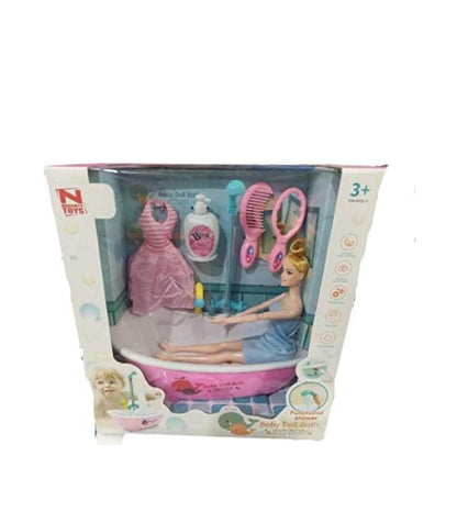 Deluxe Doll Bath & Beauty Playset – With Bathtub, Accessories & Fashion Dress (3+ Years)