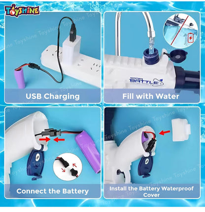 Electric Tactical Water Gun Rifle with Rechargeable Battery | Automatic High-Pressure Water Blaster
