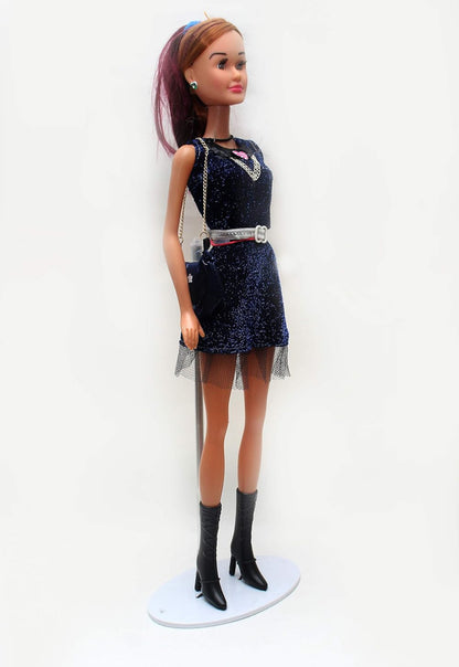 Glam Night Fashion Doll – Sparkly Navy Party Dress & Accessories