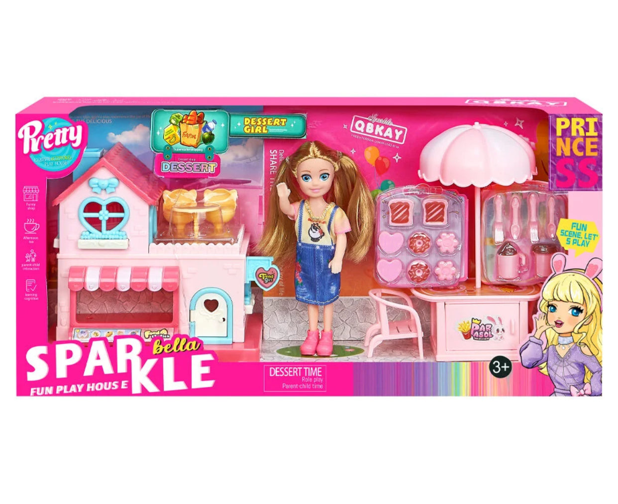 Pretty Bella Sparkle Dessert Play House – Doll & Dessert Shop Playset (3+ Years)