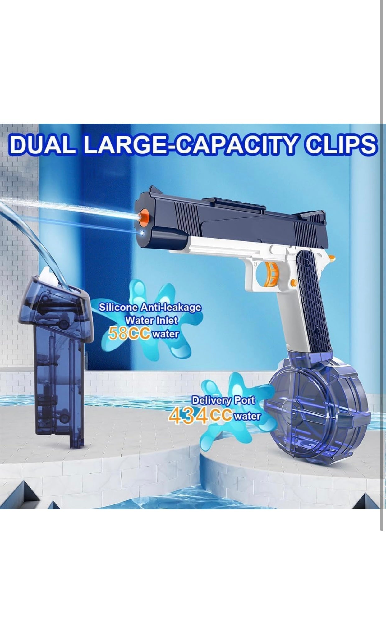 💦 Water Battle Electric Water Gun with Drum Magazine – Rechargeable Automatic Water Blaster Toy
