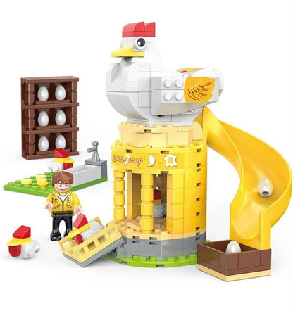 Giant Chicken Coop Building Blocks Set with Slide