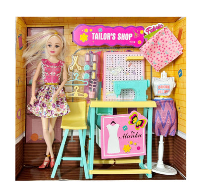 Fashion Tailor Shop Doll Playset – Sewing Machine, Accessories & Mannequin (3+)