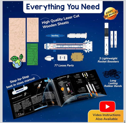 Smartivity Rocket Launcher | DIY STEAM Building Kit for Kids 6-14 | Build & Launch Your Own Rocket | Learn Propulsion & Space Science | Eco-Friendly STEM Toy