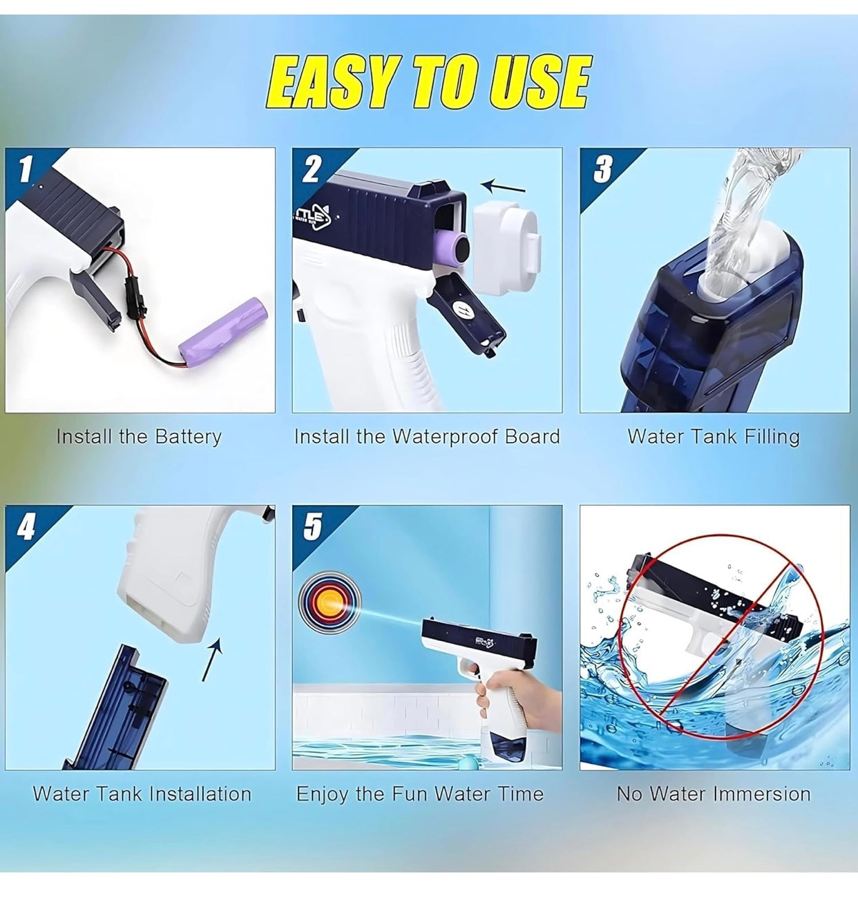 Electric Rechargeable Water Gun with High-Pressure Spray | Summer Water Blaster Toy for Kids & Adults