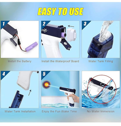 Electric Rechargeable Water Gun with High-Pressure Spray | Summer Water Blaster Toy for Kids & Adults