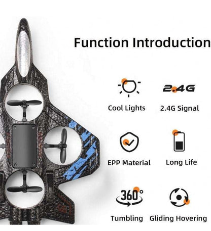 🚀 Stealth Fighter RC Drone – Dual Propeller Aircraft with LED Lights (2.4GHz)