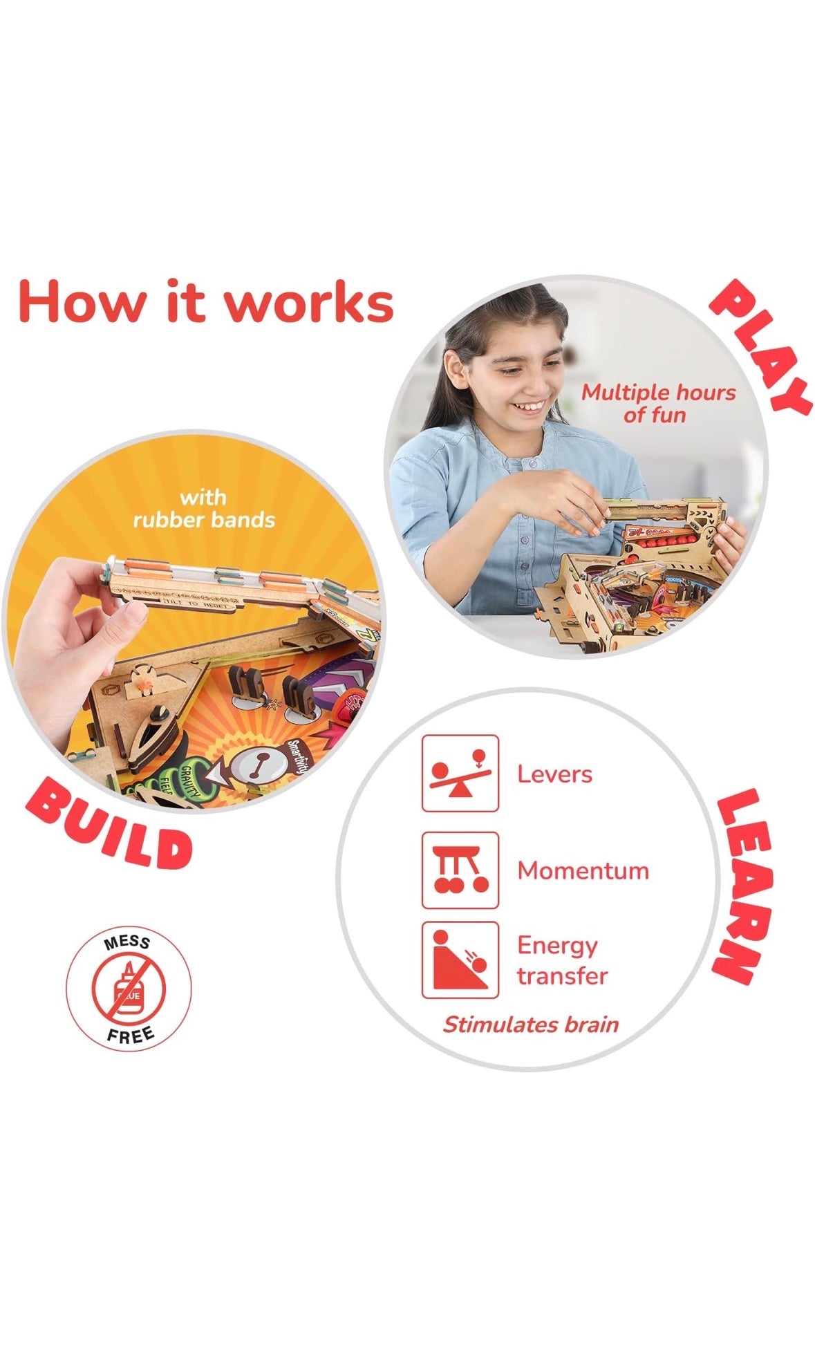 Smartivity DIY Pinball Machine - Award-Winning STEM Learning Toy for Kids Ages 8+ | Build Your Own Wooden Arcade Game