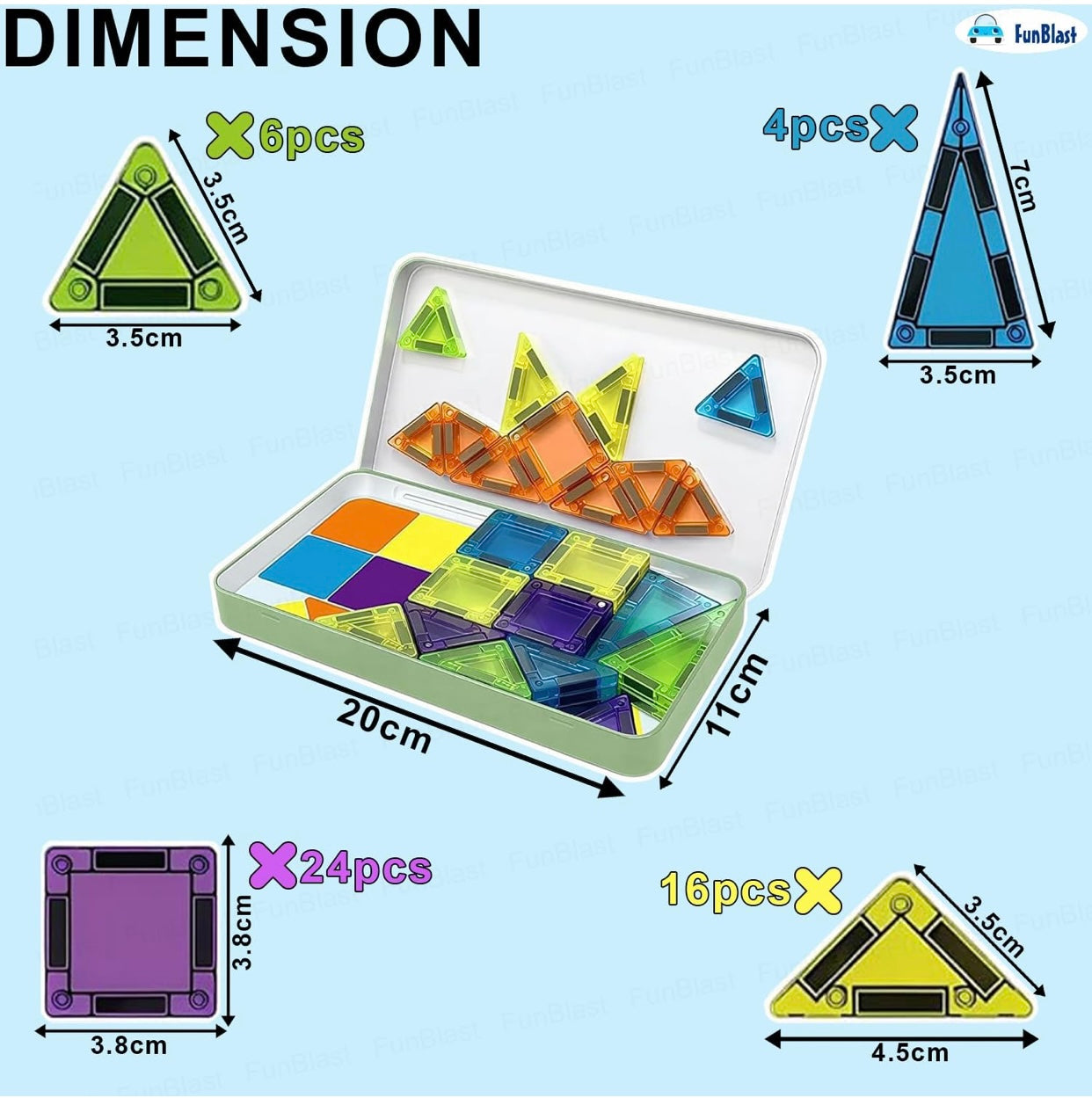 50-Piece Magnetic Building Blocks Set for Kids – Educational STEM Construction Toy with Storage Box