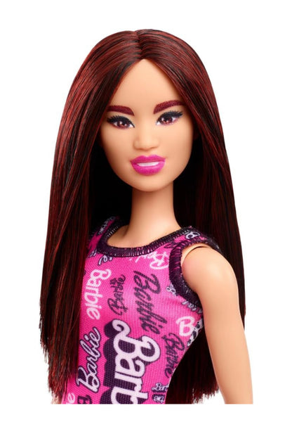 Barbie Fashion Doll – Pink Logo Dress & Heeled Sandals | Official Mattel Doll