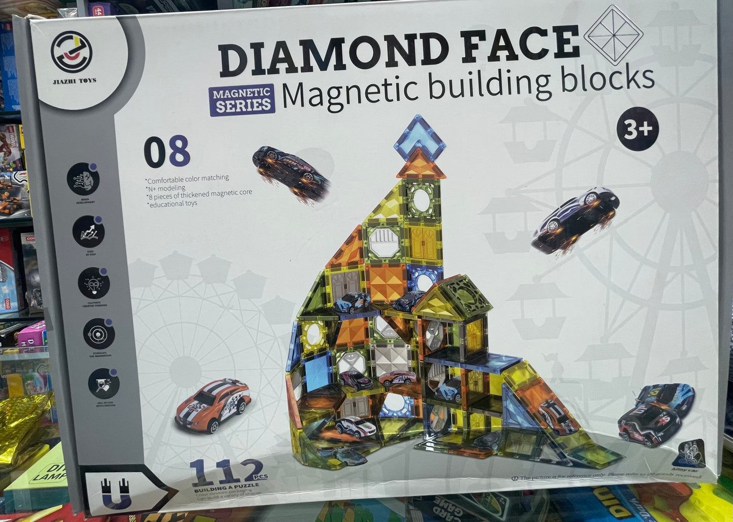 Diamond Face Magnetic Building Blocks – 112 Pcs Creative Construction Set for Kids 3+