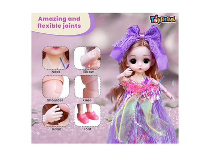 Shiny Princess Doll Gift Set – Rainbow Bows, Heart Balloons, Handbag & Accessories (3+ Years)