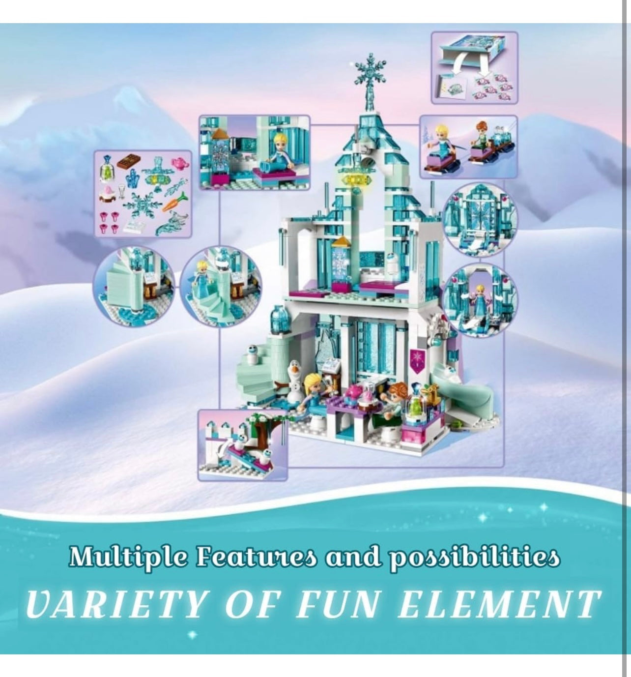 JISI BRICKS / Decool Princess Elsa's Magical Ice Palace (70217) 🏰 HUGE 701+ Pcs! Decool/JISI Bricks Elsa's Magical Ice Palace (70217) - Frozen Castle Building Set!