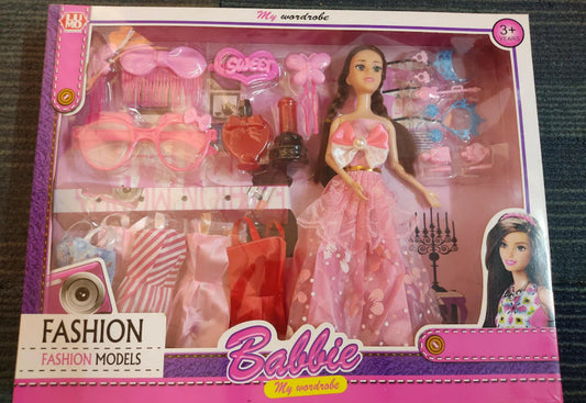 Babbie Fashion Wardrobe Doll Set – Dress-Up Fashion Model with Accessories (3+ Years)
