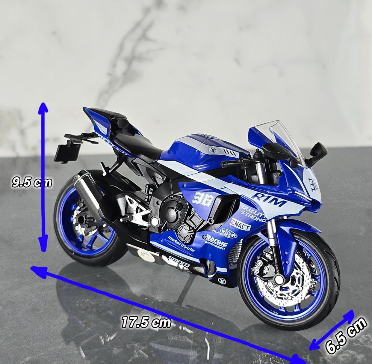 1:12 Jiaye Model Die-Cast Sports Motorcycle – Blue Racing Edition