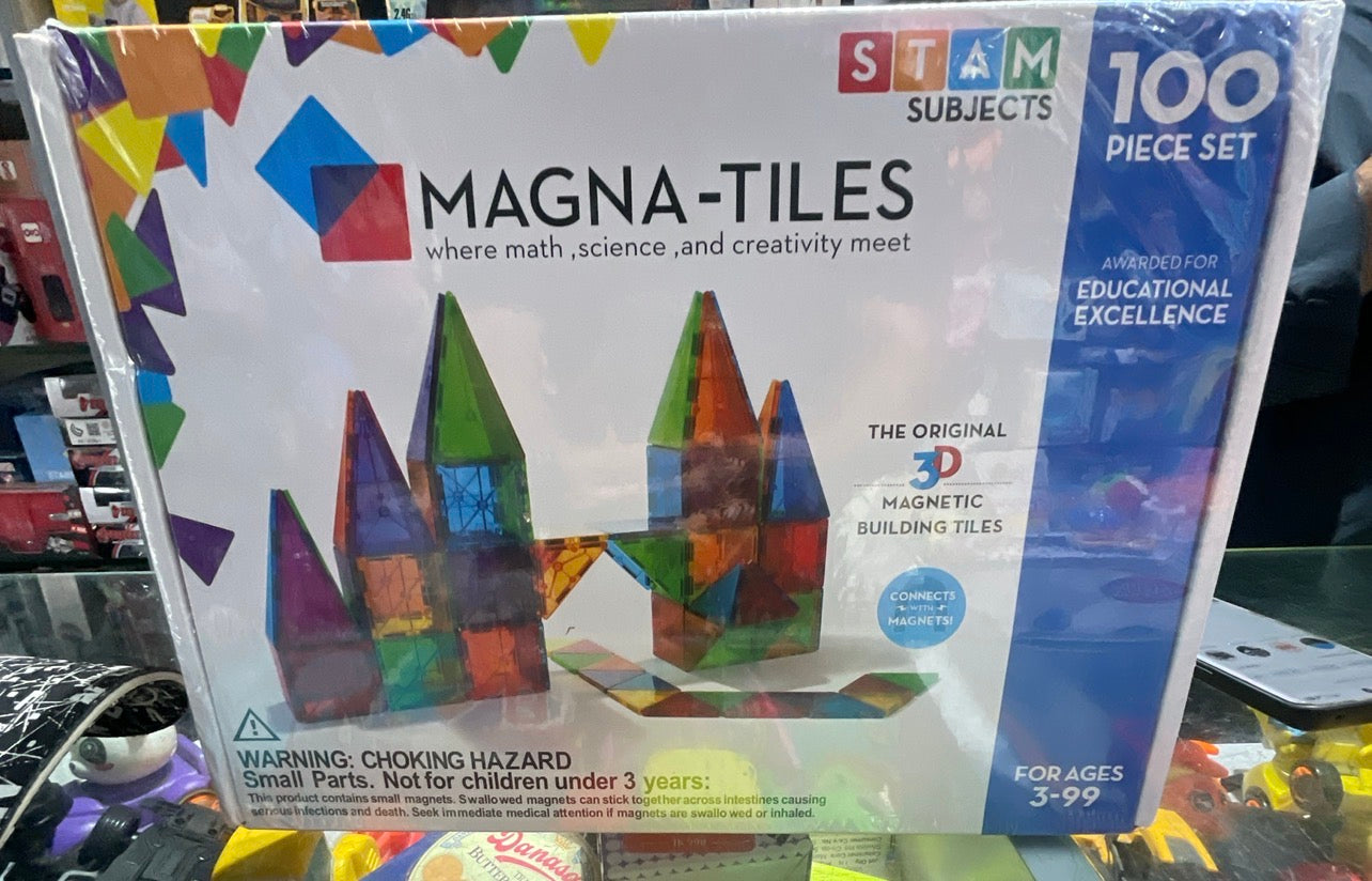 Magna-Tiles Magnetic Building Toys,Clear Colors Set,Multi Color (100 Pieces)