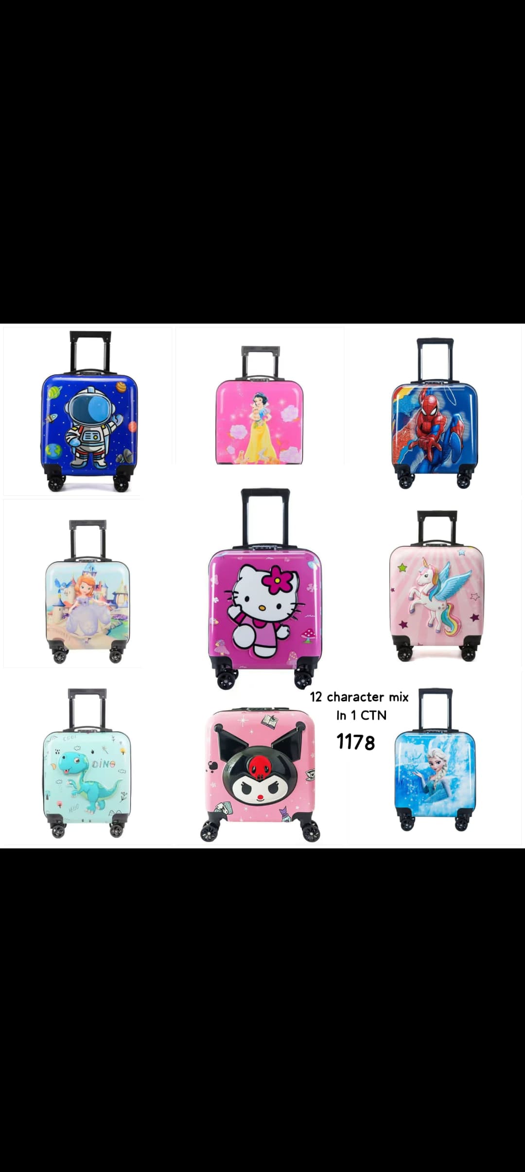 Kids Character Trolley Luggage – 12 Cartoon Designs | Lightweight & Durable Rolling Suitcase for Travel